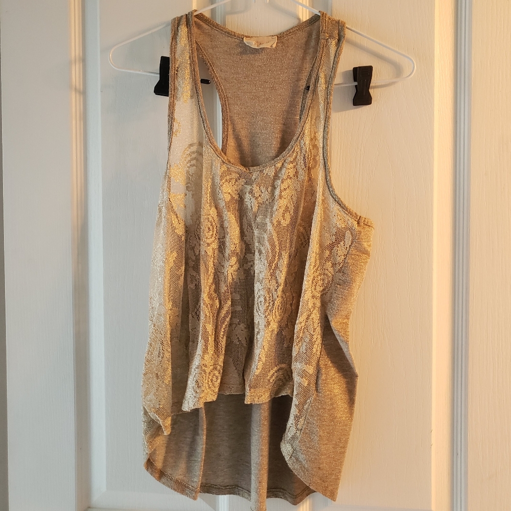 Deep Gold lace tank top